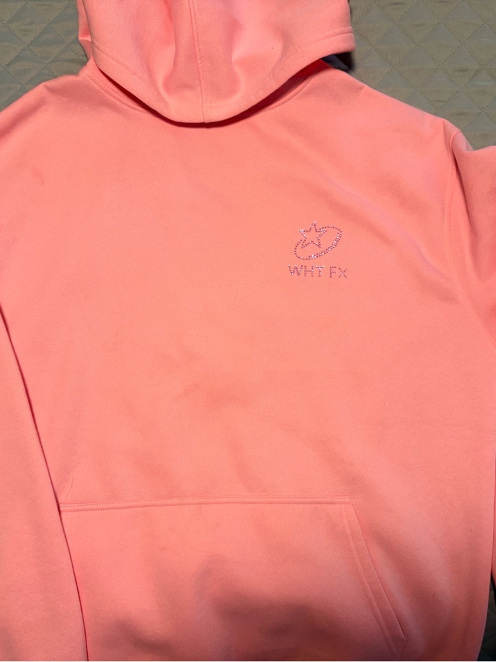 Coral Pink Hoodie with WHIT FX Crystal Logo